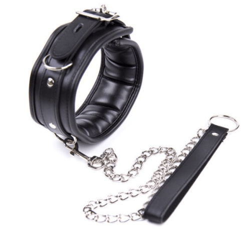 קולר איכותי בצבע שחור כולל רצועה למשחקי BDSM עבד ואדון